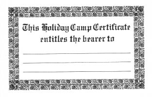 Holiday Camp Certificate