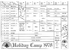 Holiday Camp Schedule 1978