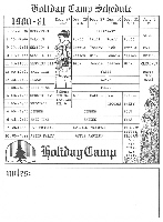 Holiday Camp Schedule 1980