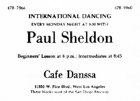 Cafe Danssa Advertisement for Paul Sheldon 1977