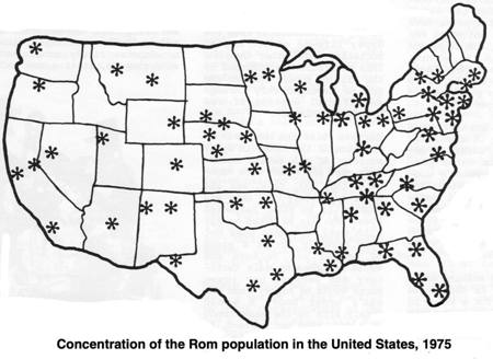 Distribution of Rom population in America 1975