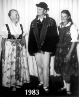 Ada, son Jas, and daughter Basia, in Orawa costumes, Stockton, 1983.