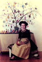 Helen LaFarge in the late 1970s with Oscar Appel's egg collection - photo from the Appels